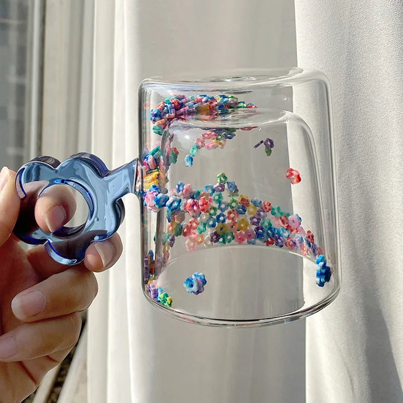 SunCup™  250ml Double Glass Mug with Fill-in Glitters